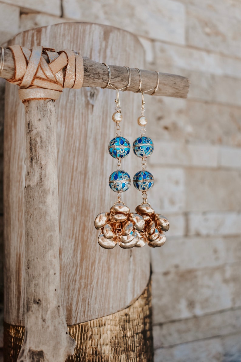 CHRYSANTHEMUM DANGLE EARRINGS /// Statement Earrings Brass Etsy