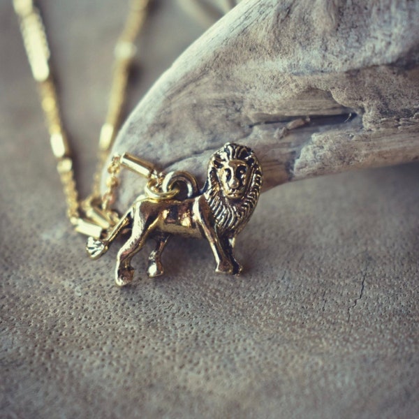 BRAVEHEART NECKLACE /// Bohemian Gold Lion pendant, Layering Charm Necklace, Boho For Her Gift, Lux Divine, Women's jewelry, lion necklace