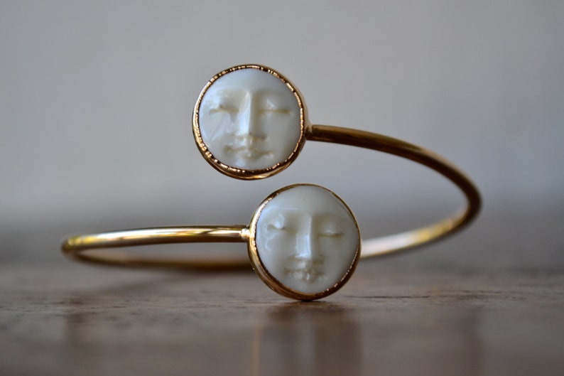 Man in the Moon Bracelet /// Moon Face Jewelry, Women's Gifts, Electroformed bangles, Moon, Celestial, Luna, Birthday, Statement Accessories 