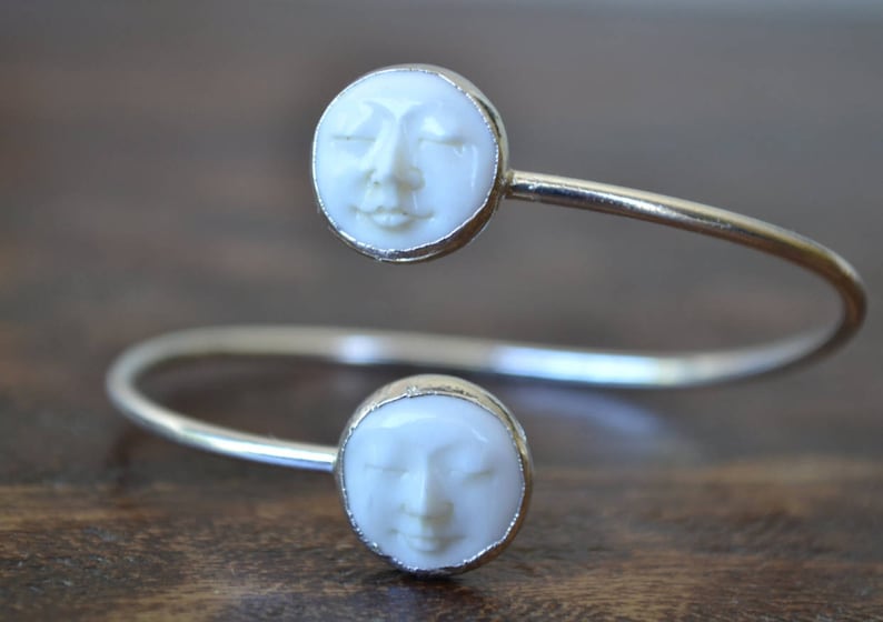 Man in the Moon Bracelet /// Moon Face Jewelry, Women's Gifts, Electroformed bangles, Moon, Celestial, Luna, Birthday, Statement Accessories image 4