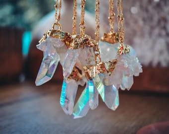 OPAL AURA // Quartz cluster necklace // Gold