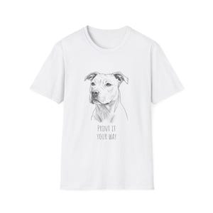 Pitbull Drawing Unisex Softstyle T-Shirt, Dog Lover Tee, Customizable Text Shirt, Animal Graphic Tee, Personalized Pet Gift