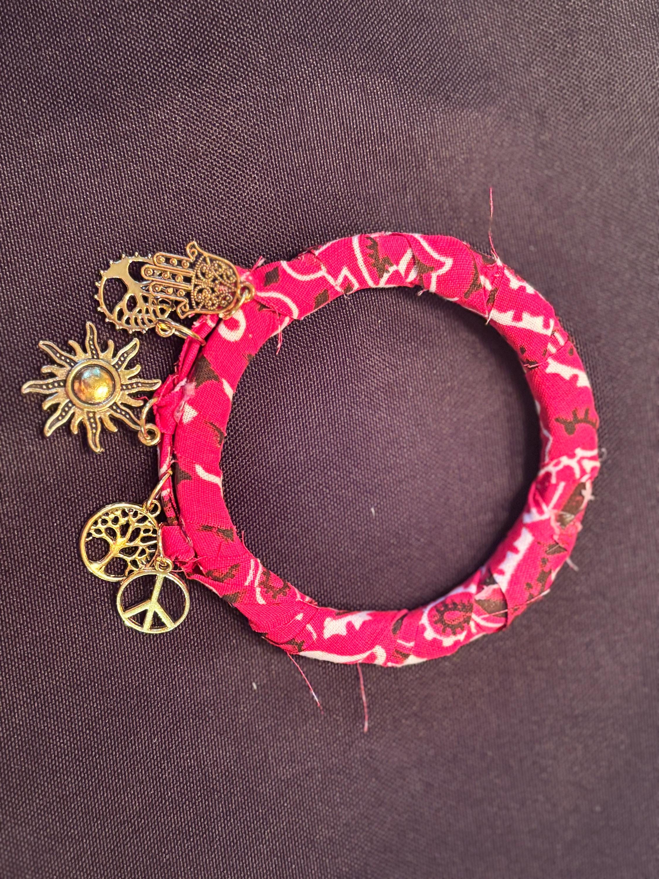 Red Bandana Style And Blue Boho Headbands With Matching Bracelet Sets Red Bandana Bracelet - Etsy main image 4