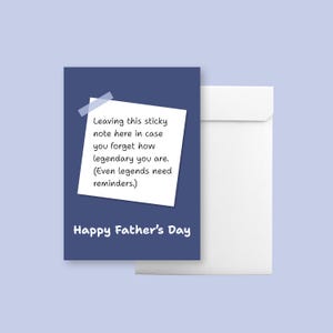 Funny Fathers Day Card for Dad Sticky Note Design Cute Minimal Card for Legendary Dads Gift for Daddy Cute & heartfelt Father's Day
