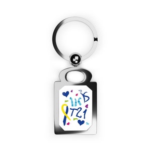 Down Syndrome Rectangle Photo Keyring, Down Syndrome Gifts