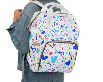 Down Syndrome Awareness Diaper Backpack: Multi-Functional Nylon Bag