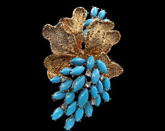Broche Épingle – Couleur Bleu/Turquoise – Occasion – Bijou Vintage