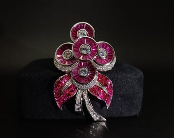 Broche Ancienne Métal Doré - Motif Fleur Art Nouveau, Années 1920