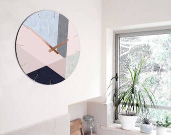 Geometric Wall Clock, Minimalist Wall Clock , Extra Large Wall Clock, Modern Wall Clock, Decorative Bedroom Wall Clock, Analog Silent Clock