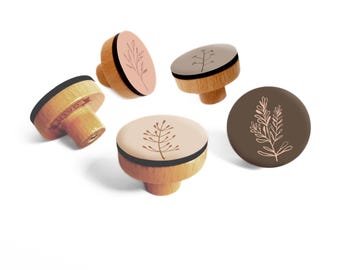 Modern Wooden Drawer Knobs, Decorative Kitchen Cabinet Pulls, Dresser Handles, Unique Wood Door Knobs, Minimalist Furniture Hardware