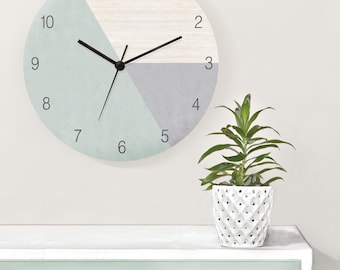Scandinavian Wooden Wall Clock – Modern Boho Silent Clock, Minimalist Home Decor, Large Wall Clock for Living Room, Nordic Style Wall Art