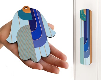 Unique Hamsa Hand , Modern Jewish Housewarming Gift, Wood Mezuzah Case , Good luck Wall Decor , Hamsa Wall Hanging , Made In Israel For Home