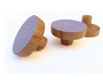 Decorative Knob, Modern Knob, Round Wood Knobs, Colorful Knob, Knob For Dresser, Knob For Cabinet, Drawer Knob, Purple knob, girl room decor