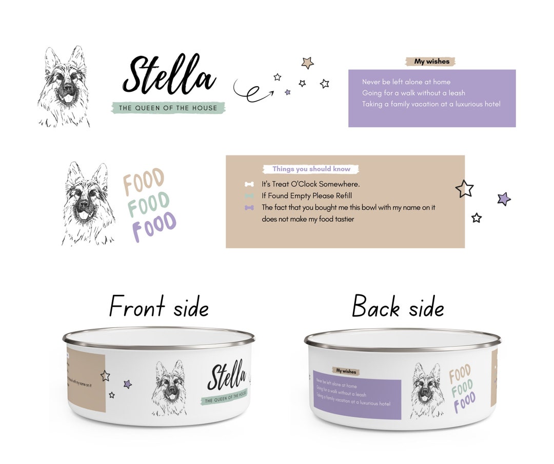 Personalized Dog Bowl Custom Name Dog Bowl Dog Lovers Gift Etsy