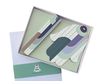 Judaica Art Hamsa Hand Set, Modern Jewish Housewarming Gift, Contemporary Mezuzah Case, Evil Eye Wooden Gift, Good Luck Wall Decor