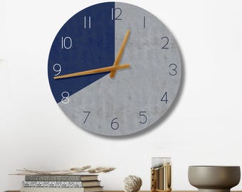 Large Modern Wall Clock , Silent And Stylish , Minimalist Scandinavian Design , Wooden Wall Clock for Home and Office , Bold & Neutral Tones