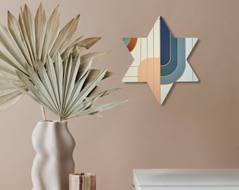 Modern Star of David Wall Art, Abstract Geometric Judaica Decor, Jewish Home Gift, Minimalist Star Ornament, Contemporary Judaica gift