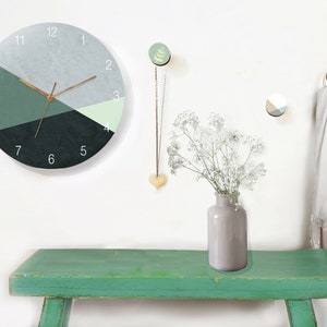 Large Wall Clock Modern, Bedroom Green Wall Clock, Kitchen Wall Clock Round, Geometric wall clock, Unique and Modern Wall Clock Gift image 4