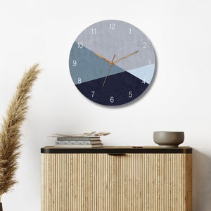 Orologio da parete decorativo, orologio da parete blu per camera da letto, orologio da parete moderno silenzioso, orologio da parete blu decorazioni per la casa, arte da parete moderna Orologio minimalista