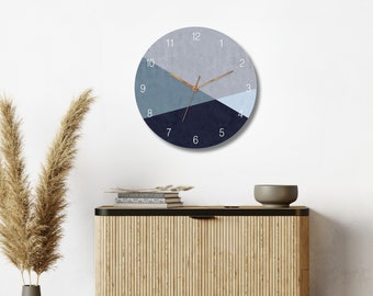 Decorative wall clock, Bedroom Blue Wall Clock, Modern wall clock Silent, Blue wall clock Home Decor, Modern wall art Minimalist clock