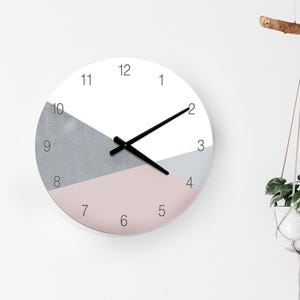 Scandinavian Wall Clock, Contemporary Wooden Wall Clock , Colorful Wall Clock, Silent Unique Wall Clock, Large Round  Clock With Numbers