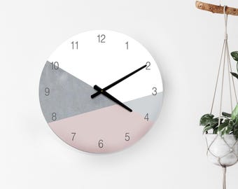 Scandinavian Wall Clock, Contemporary Wooden Wall Clock , Colorful Wall Clock, Silent Unique Wall Clock, Large Round  Clock With Numbers