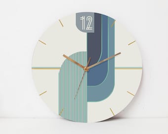 Geometric Wall Clock, Wall art minimalist clock for home decor, Decorative  Wall Clock, Silent wood wall clock, Scandinavian  wall clock