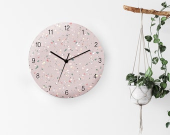 Terrazzo Wall Clock , Large Wall Clock , Silent Wood Wall Clock , Colorful Modern Wall Clock , Boho Wall Clock , Round  Wall Clock for Home