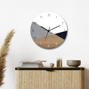 Geometric Wall Clock, Minimalist Wall Clock, Large Wall Clock, Nordic Wall Clock, Decorative Bedroom Clock, Contemporary wooden Wall clock