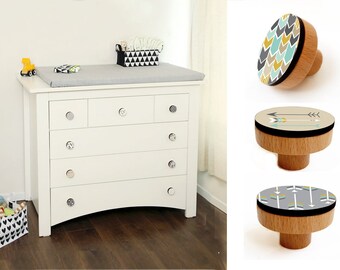 Modern Drawer Knob, Decorative Dresser Knob, Colorful Cabinet Knob, Wood Cupboard knob, Round Knob, Door Knob Handle, Knob For Dresser