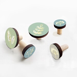 Botanical Wood Hooks, Set of 5 hooks, Nature-Inspired Style Wood Wall Hooks, Bathroom Wall Hooks, Kitchen Wall Hooks, Boho Chic Wood Hooks