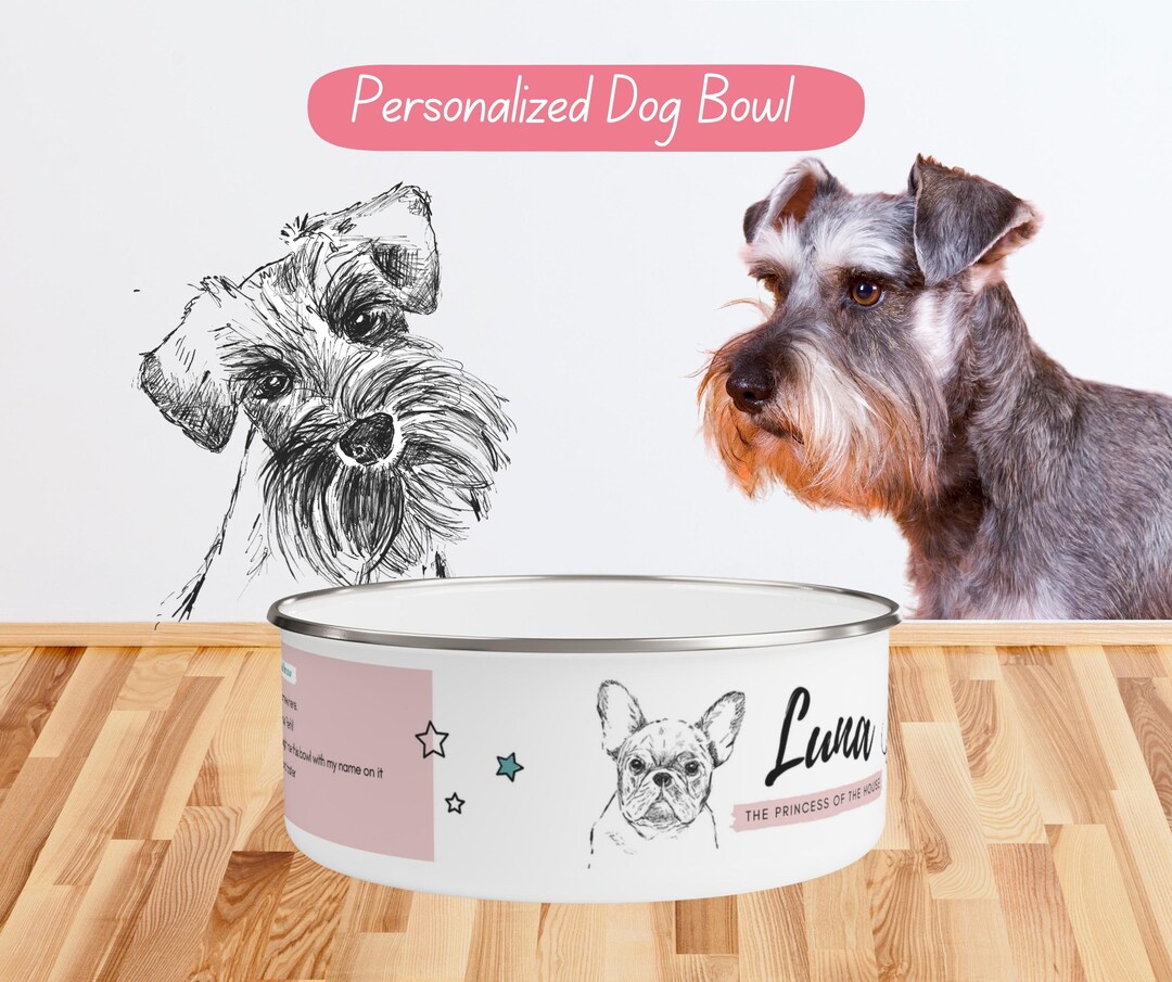Schnauzer Dog Bowl Custom Name Dog Bowl Personalized Pet Etsy