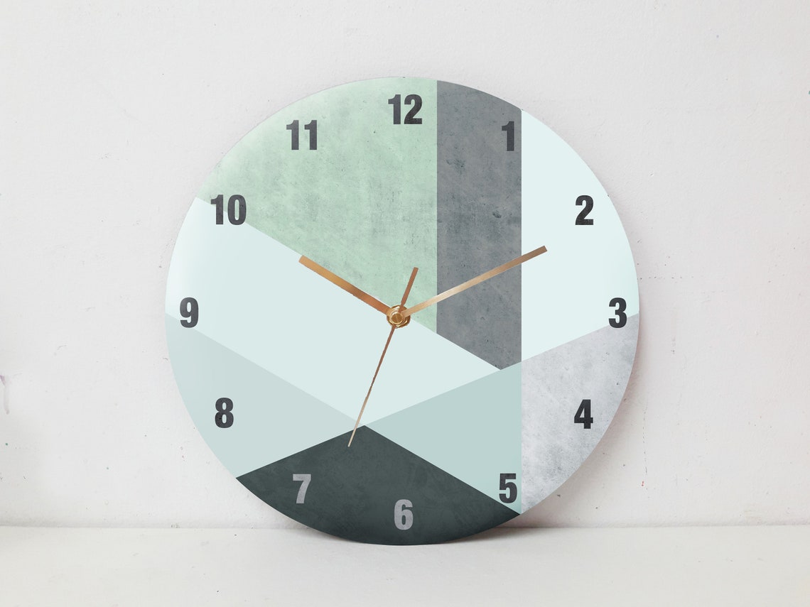 Geometric Wall Clock, Minimalist Wall Clock , Large Wall Clock, Modern ...