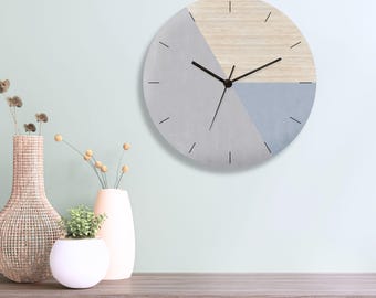 Minimalist Wall Clock , Large Silent And Stylish Clock, Modern Scandinavian Design, Stylish Boho Home Accent, Neutral Wooden Wall Clock