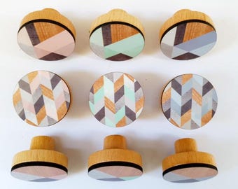 Minimalist furniture knobs, Modern Wooden knobs, Geometric cabinet handles, DIY furniture accessories, Round Wood Knob, drawer pulls