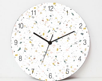 Boho Clock, Wood Wall Clock Modern, Contemporary Wall Clock Gift, Boho Home Décor Wall Clock, Kitchen Wall Clock Round, Analog Wall Clock