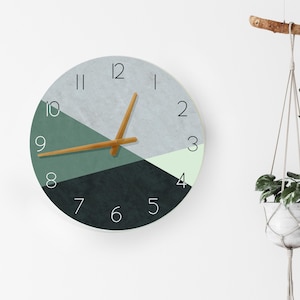 Geometric Wall Clock, Minimalist Wall Clock, Large Wall Clock,  Modern Wall Clock, Decorative Bedroom Clock, Contemporary wooden Wall clock