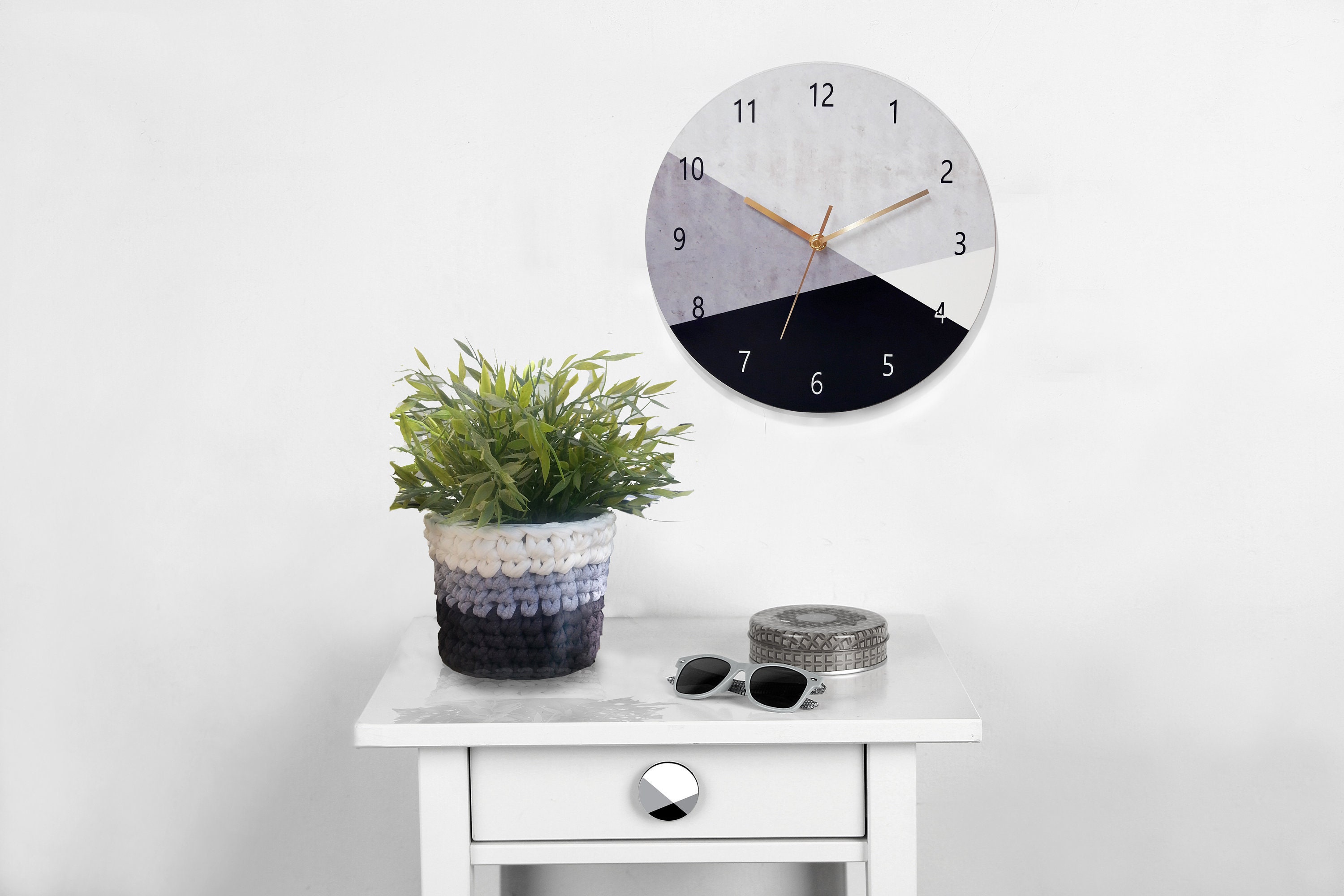 Horloge Murale Géométrique, Horloge Minimaliste, Grande Murale, Moderne, Décorative de Chambre à Cou