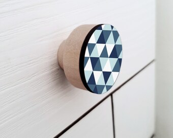 Modern Drawer Knob, Decorative Dresser Knob, Colorful Cabinet Knob, Wood Cupboard knob, Geometric wood Knob, Minimalist Furniture Hardware