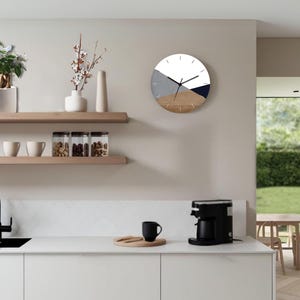 Geometric Wall Clock, Minimalist Wall Clock, Large Wall Clock, Nordic Wall Clock, Decorative Bedroom Clock, Contemporary wooden Wall clock