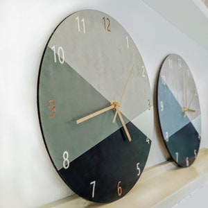 Large Wall Clock Modern, Bedroom Green Wall Clock, Kitchen Wall Clock Round, Geometric wall clock, Unique and Modern Wall Clock Gift