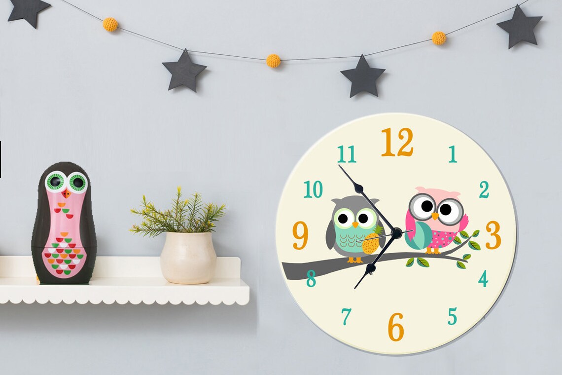 Kids Wall Clock Nursery Clock Nursery Wall Clock Childrens Etsy