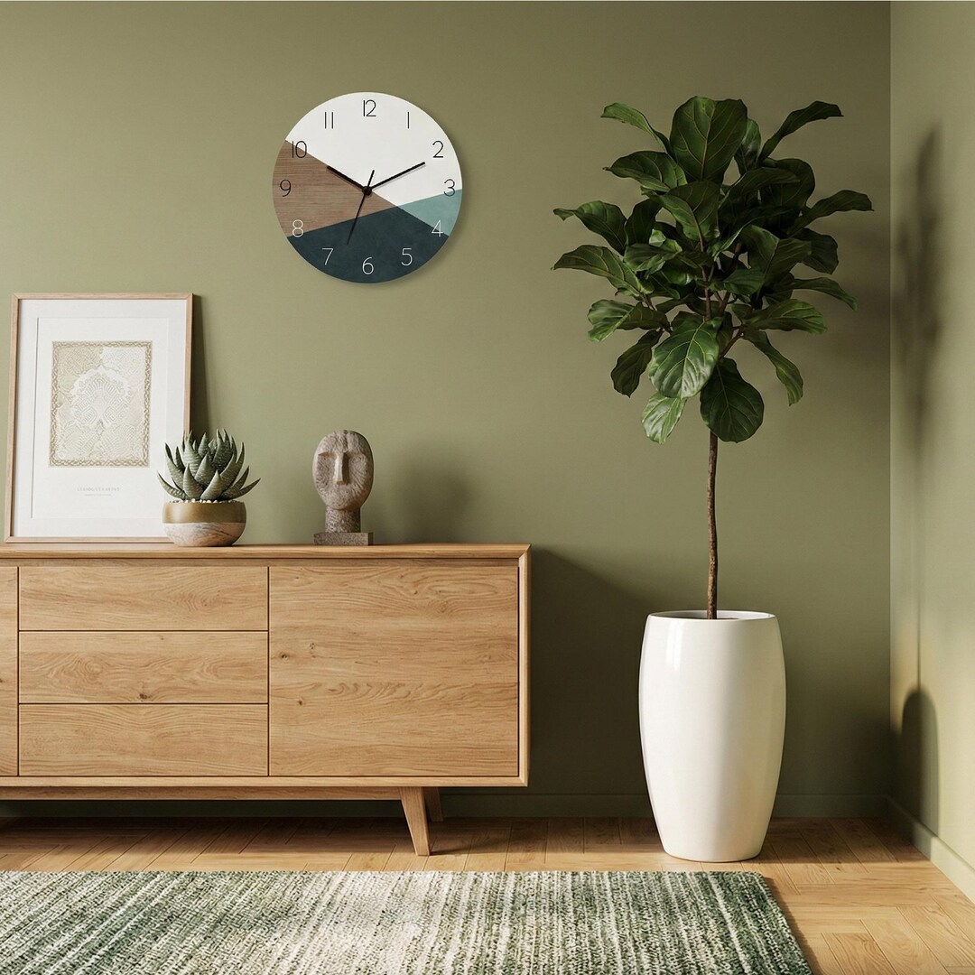 Contemporary Wooden Wall Clock , Round Wall Clock , Scandinavian Large ...