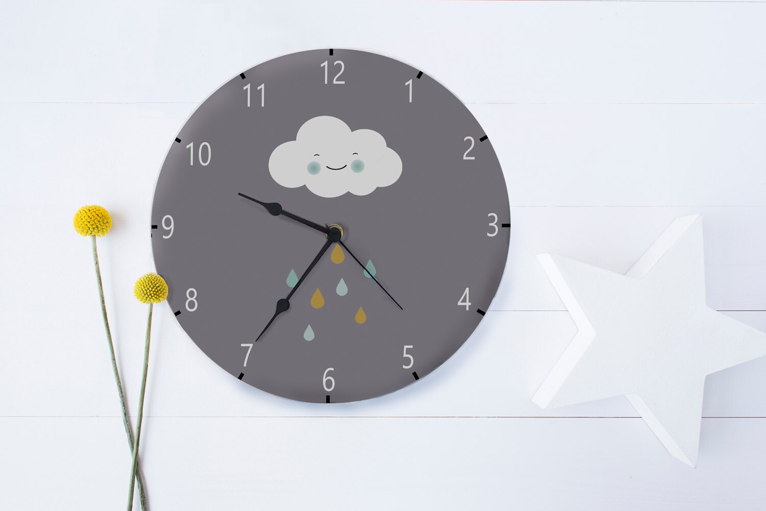 Horloge Murale Pour Enfants, Horloge de Pépinière, Mur d'enfants, Silencieuse Mur, Décor Pépinière