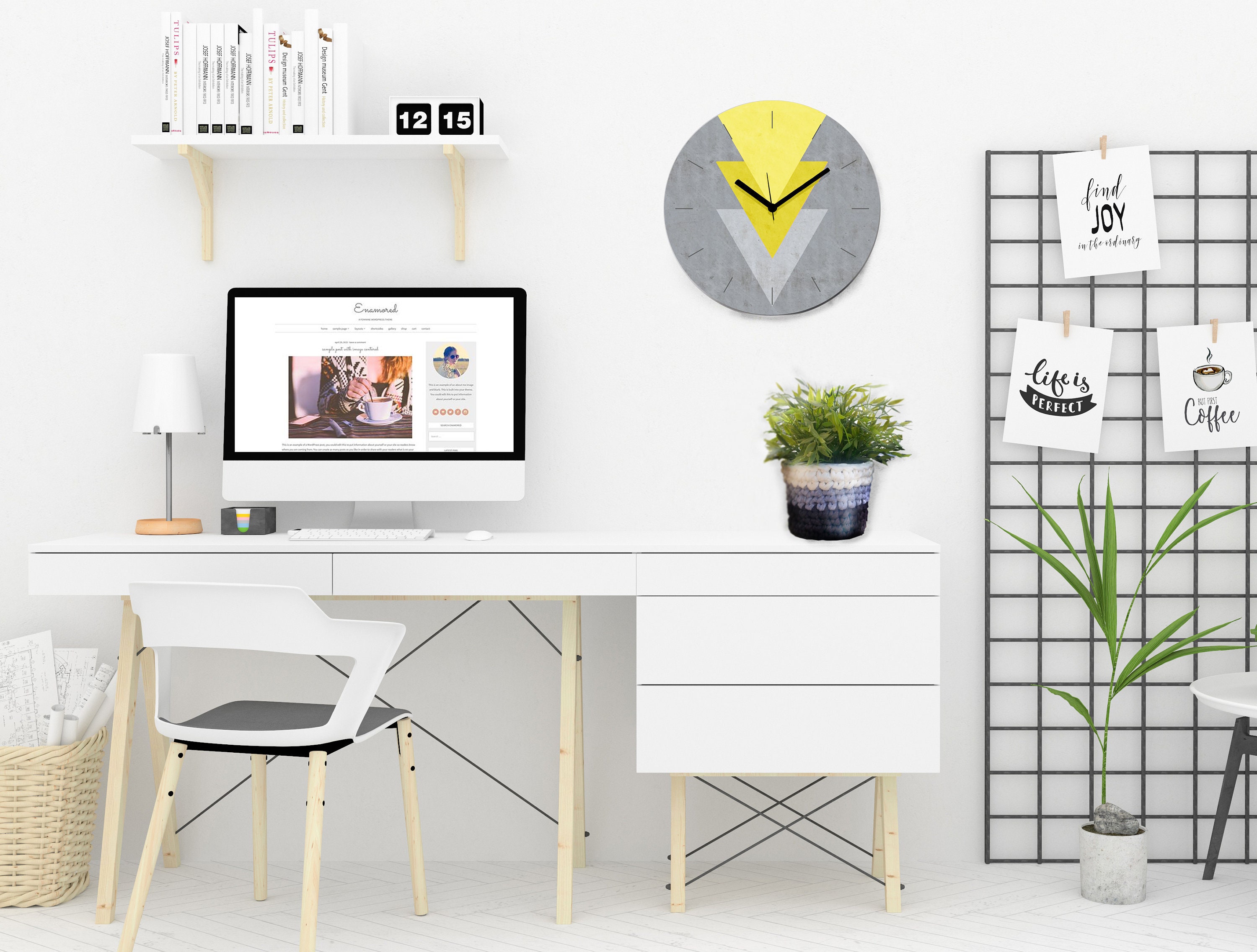 Horloge Murale Géométrique, Horloge Minimaliste, Grande Murale, Moderne, Décorative de Chambre à Cou