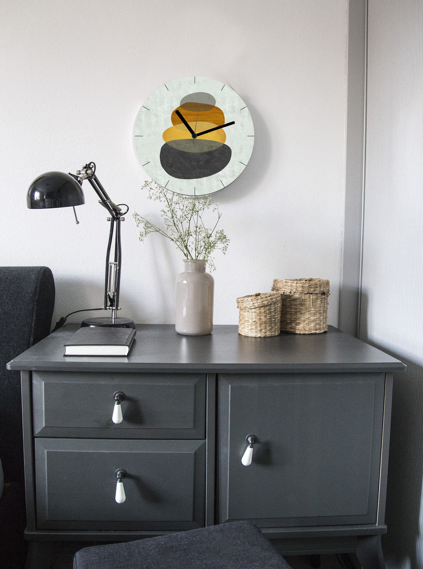 Horloge Murale Géométrique, Horloge Minimaliste, Grande Murale, Moderne, Décorative de Chambre à Cou