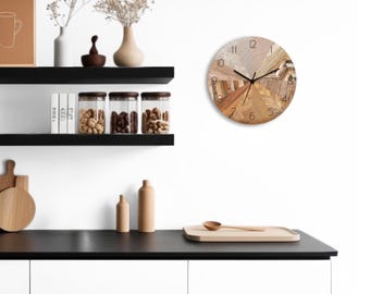 Large Boho Clock , Minimalist Silent Wall Clock , Modern wooden Wall Clock , Contemporary Wall Clock , Wall Art Minimalist Clock For Home