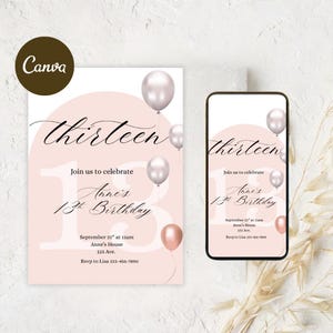 13th birthday invitation card 13 year old birthday invitation template instant download editable digital invite download thirteenth birthday