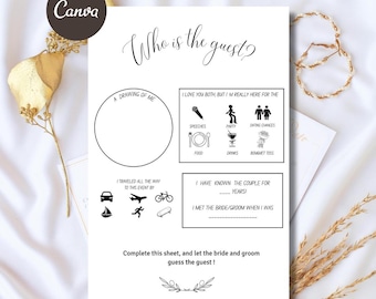 Wedding table games Editable Printable Instant Download who is the Guest Wedding Reception Game Ice Breaker games 5" x 7" & 4"x 6"