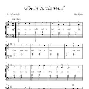 Blowin' in the Wind (Bob Dylan) för solopiano (nybörjarnivå)